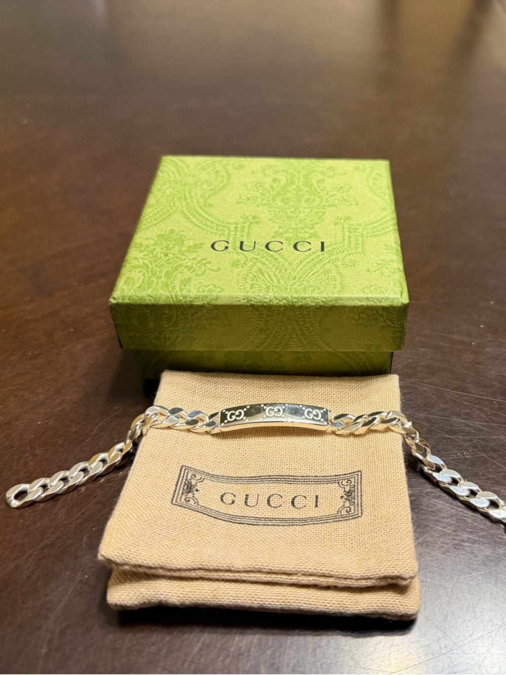 New Authentic Gucci GG Supreme Logo Siver Bracelet - Picture 13 of 13